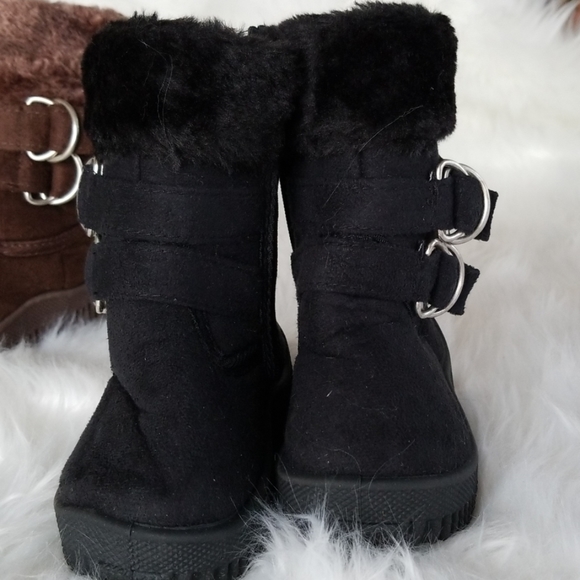 👣Shoe Box Trading Black Two Buckle Boot length measurement approx 5" long exte - Picture 4 of 12